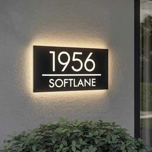 Numéro de maison personnalisé, panneau d'adresse extérieur moderne, panneau de maison LED lumineux personnalisé, décoration d'intérieur moderne (1)