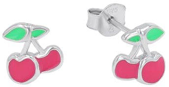 Prinzessin Lillifee Ohrstecker 925 Sterling Silber Mädchen Kinder Ohrschmuck, 0,8 cm, Pink, Kirsche, Kommt in Schmuck Geschenk Box, 2039766