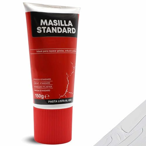 TECHZOCO Masilla Standard de Pared, Ideal para reparar grietas, enlucir y alisar, Masilla lista al uso, Rellenadora de agujeros, Formato en tubo, Color Blanco, Contiene 150 gramos