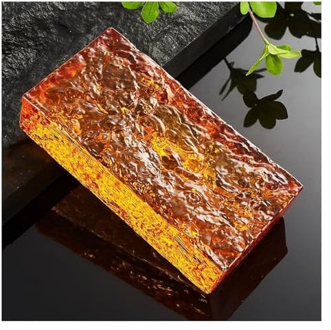 QZLNONTK 1 Brique de Verre architecturale rectangulaire – Brique de Cristal Transparente for rénovation de Bureaux et de Maisons Modernes(Orange)