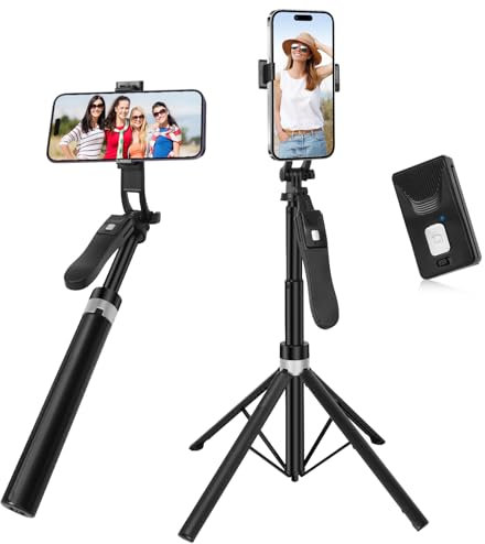 180cm Selfie Stick Stativ, 360° Drehbar Selfiestick, Camera Tripod, Handy Stativ für Smartphone, Handyhalterung, Tripod für iPhone, Handystativ Kompatibel mit iPhone Android Smartphones, Camera