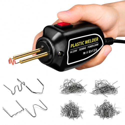 Kunststoff Schweißgerät 100W - Reparaturset mit 200 Klammern | Plastic-Welder-Kit zum Schweißen von Autoteilen, Stoßstangen, Spielzeug und Kunststoffartikeln
