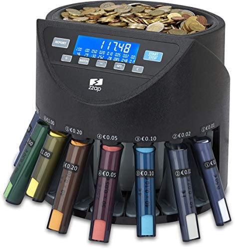 ZZap CS20+ Contamonete automatica in EURO – Macchina conta-denaro, Macchina conta-soldi, Conta rotoli di monete
