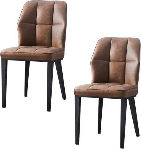 NMVAWIPT 2 Stücke Küche Stuhl Moderne Esszimmer Stühle, Kissen Sitz Carbon Stahl Beine Wohnzimmer Seite(Brown)