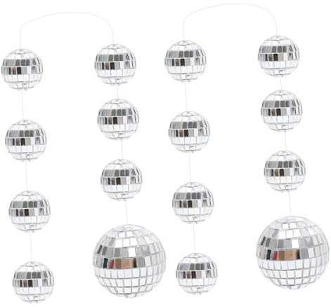 FIXOSHEE 2 Saiten Hängende Spiegel-disco Kugeln Dekoration Leicht Aufhängbar Reflektierende Party Deko für Geburtstag Hochzeit Weihnachtsbaum Glitzernde Lichteffekte für Festliche Stimmung