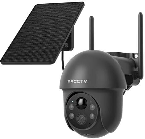 ARCCTV 2,4/5GHz-WLAN Solar Überwachungskamera Aussen 4MP | Dualband-WLAN, Alarm Bei Personenerkennung, 360°PTZ, Nachtsicht in Vollfarbe, Zwei-Wege-Audio, Wasserdicht