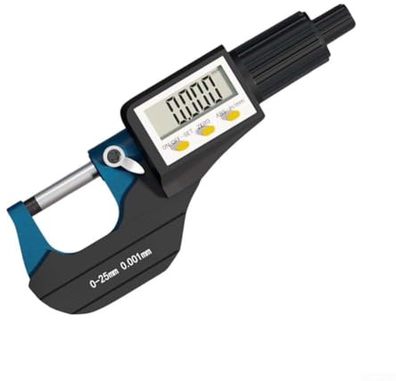 HEBEOT Calibro micrometro digitale elettronico per esterni, 0-25 mm, 25-50 mm, 50-75 mm, 75-100 mm, risoluzione 0,001 mm, strumento di misurazione in acciaio ad alto tenore di carbonio, strumento di