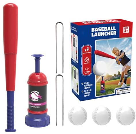 Generisch Baseball-Trainings-Tee-Ball-Pöpper, Mit Sicherer Trainingsausrüstung, 8 X 24,3 cm, Pöp-Up-Baseball-Trainer, Tee, Stabile Übungsbasis, Zum Üben des Schlagens, Sommercamp-Sportspiele