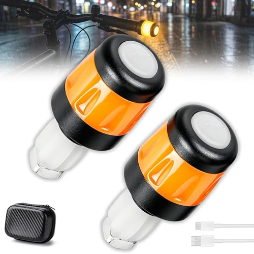 2026 Neu Led-Lenkerblinker Elektroroller, Wiederaufladbar, Wasserdicht, Universeller Led-Blinker FüR Lenker Mit 17,2–22 Mm Durchmesser, Fahrrad Und E Scooter ZubehöR (Schwarz und Orange)