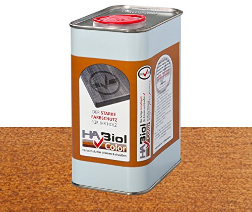HABiol Color 1l Nussbaum Holzöl Holzpflegeöl Arbeitsplattenöl Möbelpflege Möbelöl Leinölfirnis Küchenplattenöl Terrassenöl Gartenmöbelöl für Innen & Außen (Nussbaum)