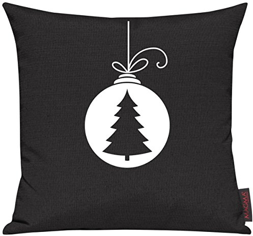 Shirtinstyle Sofakissen, Kissenbezug, Kissenhülle, Motiv Weihnachtskugel Weihnachtsbaum Tannenbaum, Größe 40 x 40cm, Farbe Schwarz