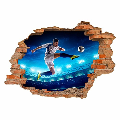 nikima - 032 Wandtattoo Fussballer - Loch in der Wand - Kinderzimmer Junge - in 6 Größen - coole Kinderzimmer Sticker und Aufkleber angesagte Wanddeko Wandbild Junge Mädchen Größe 1750 x 1210 mm