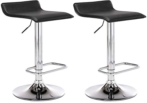 CLP Set 2 Sgabelli Bar Dyn In Similpelle I Coppia Sedie Da Cucina Bancone Con Poggiapiedi, Colore:nero