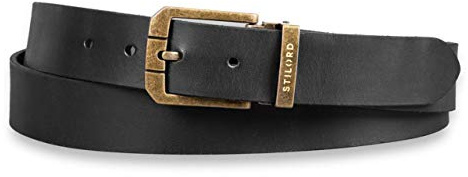 STILORD Ledergürtel Herren Schwarz für Business Casual Anzug Jeans Herren-Gürtel Universal Kürzbar mit Shabby Geschenkbox 34 mm echtes Vintage Büffel-Leder, Farbe:Schnalle antik - bronzen V