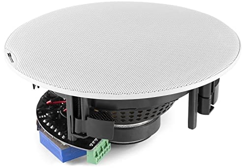Power Dynamics FCS6 Einbaulautsprecher Deckenlautsprecher Low Profile 100 Volt, 8 Ohm 120 Watt, Flache Deckeneinbaulautsprecher, 100 V Systemlautsprecher, 6,5 Zoll Einbau Lautsprecher, Weiß