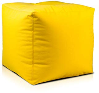 Ecopuf Cube - Sitzhocker Hocker Polyestergewebe Outdoor 100% Wasserdicht für außen und innen Sitzbox Würfel Pouf Ottomane Fußbank Zwei Größen erhältlich 37x37 cm - Faber Gelb M1