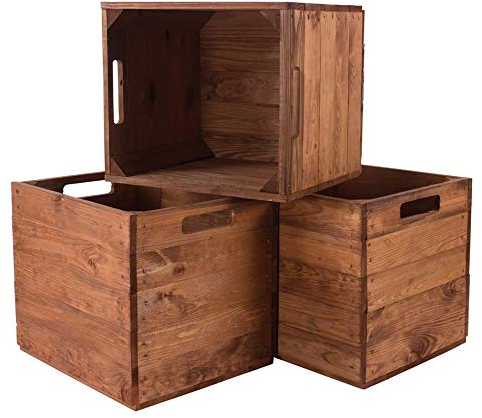 3x Vintage-Möbel 24 Holzkiste used für Kallax Regale 33cm x 37,5cm x 32,5cm Regalkiste rustikal Einsatzkiste Weinkisten als Küchenregal Wandregal Badregal Obstkisten gebraucht alt