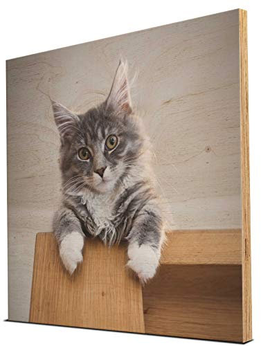 wandmotiv24 Mural en Bois - Photo sur Panneau de Bois avec aperçu en Ligne - décoration Murale personnalisée - Tableau en Bois avec Motif souhaité - Cadeau Photo - 30x30 cm