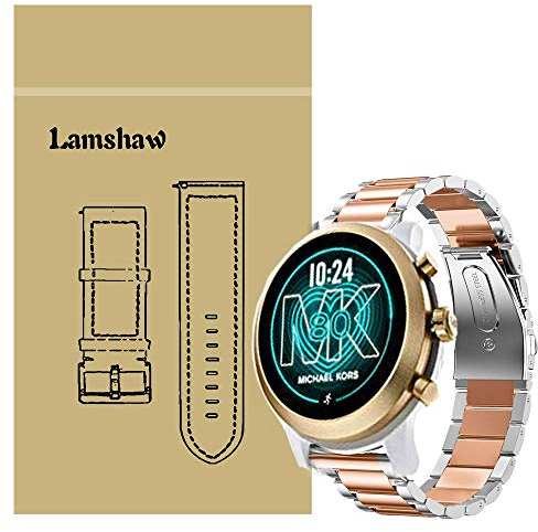 LvBu Armband Kompatibel mit Michael Kors MKGO, Classic Edelstahl Uhrenarmband für Michael Kors Access MKGO Smartwatch (Silber-Roségold)