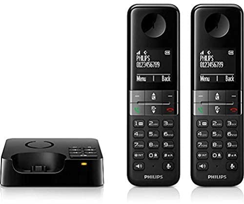 Philips D4752B/01 DECT Schnurlostelefon mit Anrufbeantworter, 2 Mobilteile