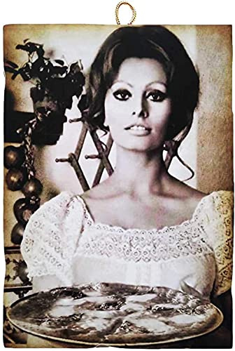 KUSTOM ART Bild im Vintage-Stil, Serie berühmter italienischer Schauspieler Sophia Loren, Druck auf Holz, 24 x 17 cm.