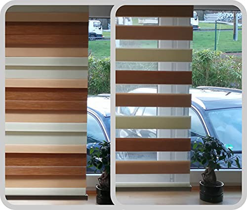 Elektrisches Duo-Rollo, inkl. Akku-Motor und Fernbedienung, brauntöne, 70x160 cm (1 ST)
