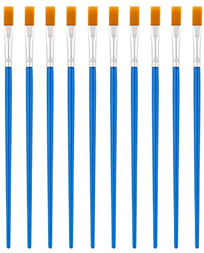 KINBOM 10 Pcs Paint Brushes, Synthetic Nylon Hair Artists Paint Brush Sets for Acrylic Watercolor Oil Face Nail Scale Model Painting Line Drawing (Blue)