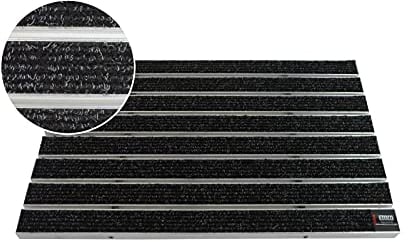 EMCO Eingangsmatte DIPLOMAT Large Rips anthrazit 22mm Fußmatte Schmutzfangmatte Fußabtreter Antirutschmatte, Größe:590 x 390 mm
