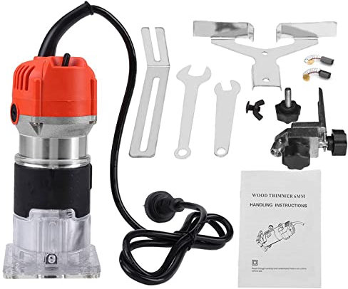 ZPYXBH Fresatrice Rifilatore Verticale, Bordo Legno Laminato Trimmer, Router Di Legno Elettrico 650W 30000Giri/Min, Elettrica Fresatrice Fresa, Laminatore Professionale Con Accessori