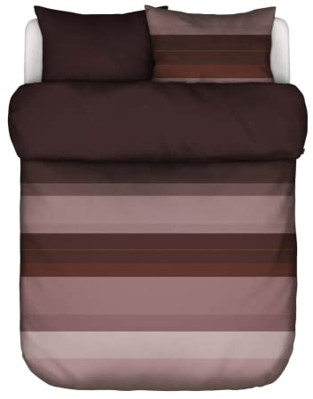 Marc O'Polo Bettwäsche Kiya Streifen Baumwollsatin Aubergine, 135x200 + 1x 80x80 cm