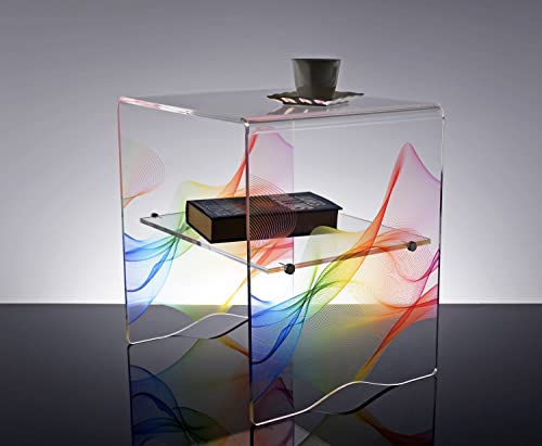 Slato Niedriger Couchtisch in modernem Design aus Acryl, transparent mit ungiftigem Aufdruck Maia