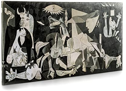ShopArt - Tableau Effet de Coups de Pinceau en Relief – Picasso Guernica - Impression Fine Art sur toile Canvas Haute Définition Prêt à Suspendre (80 x 160 cm)