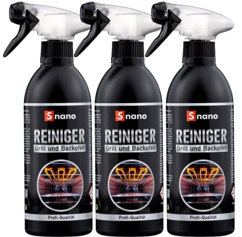 SNANO Backofenreiniger, Grillreiniger extra stark in Profi Qualität - Für Gasgrill, Backofen, Herd, Ceranfeld, Kaminscheiben (3x 500ml)