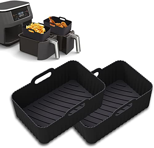 2 Paquet Moule Air Fryer, Accessoire Air Fryer pour Ninja Foodi AF400EU AF300EU Double Stack SL400EU 9.5L, Airfryer Moule Silicone Airfryer Pot pour Instant Pot Ultenic MasterPRO Friteuse à Air