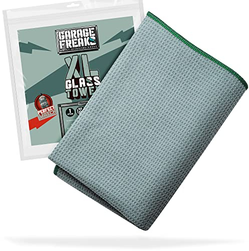 Garage Freaks Auto Glastuch - XL Glass Towel - Waffeltuch für Glas groß 50x80cm 400GSM - Mikrofasertuch für streifenfreies Reinigen von Autoscheiben