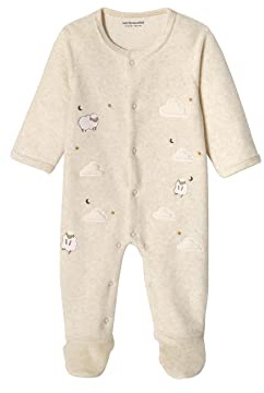 Vertbaudet Baby Samt-Strampler beige meliert 68