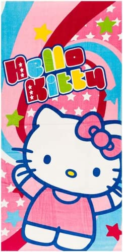 Aymax Toalla Playa Piscina BAÑO Hello Kitty Super Star - 150 x 75cm 100% Algodón