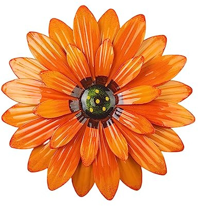 Altsuceser Metal Flower Wall Art 3D Sunflower Decor, Multiple Layer Hanging Rustic Farmhouse Boho Style Decoration for Outdoor Indoor Home Garden Yard Fence Bedroom Bathroom Porch Hallway Orange