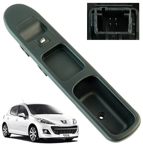 Botonera elevalunas compatible para Peugeot 207 (2006-2014) 4 PIN - mando elevalunas delantero derecho (pasajero) 6554QL