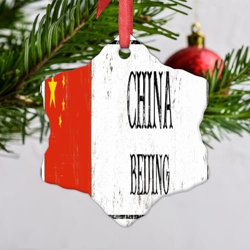 Lmmixee China Flagge Weihnachten Ornamente China Weihnachtsbaum Dekorationen Land Stadt Souvenir Personalisierte Weihnachtsschmuck 2023 Neuheit Weihnachtsbaum Anhänger Neujahr Party Dekor