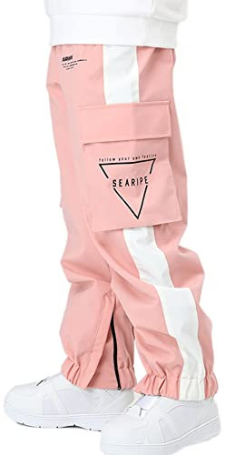 HOUZONIY Damen Skihose, Herren Wasserdicht Winddichte Softshellhose, Weite Passform Snowboardhose Geeignet für Outdoor-Sportarten(Rosa M)