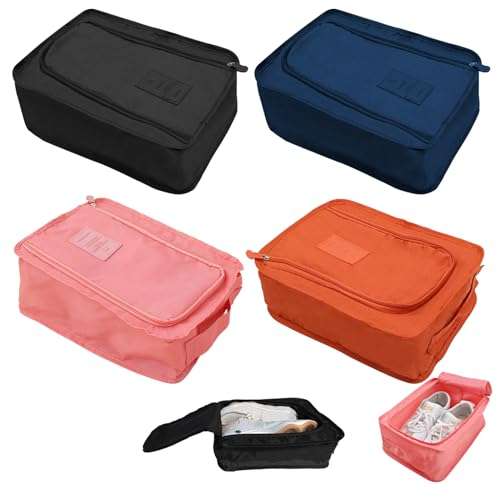 KASESSS 4 Pezzi Porta Scarpe da Viaggio Impermeabli, Portascarpe da Viaggio Portatile, Borsa Porta Scarpe con Manico, Saccheti Porta Scarpe Antipolvere Viaggio Sacca Portascarpe per Uomo e Donna