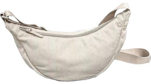 Jiliyote Damen Cord Umhängetasche Crossbody Bag Halbmond Tasche für Arbeit, Einkaufen, Schule & Shopping