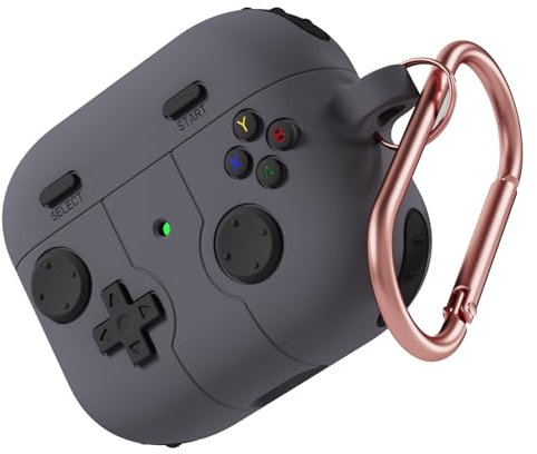 MINUUISCT Hülle für Airpods 3 Generation mit Schlüsselanhänger, Klassisches Game Player Konsolen Design Case, TPU Abdeckung für Airpod 3 Kabelloser Ladehülle Schutzhülle, Grau