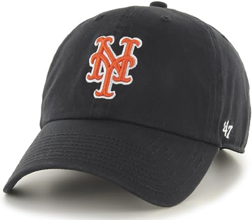 47 MLB Mütze mit verstellbarem Riemen, Team-Farbe, Primär-Logo, Einheitsgröße, Schwarz, New York Mets, Einheitsgr��e