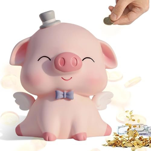 Rosa Schweinchen Sparschwein, Kawaii Kunststoff Sparschwein, Sparbüchse zum öffnen Piggy Bank Münze Bank Glücksschwein, Plastik Sparschwei Geburtstag Weihnachten Geschenke für Mädchen Jungen