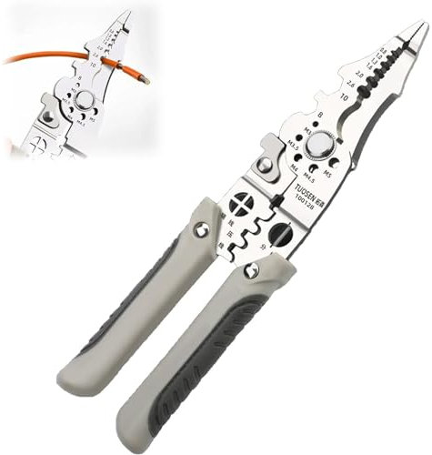 Growalleter Multifunctional Wire Stripper Crimper Cable Cutter Pliers, Multipurpose Wire Stripper Crimper Cable Cutter Pliers, Stainless Steel Electrical Wire Strippers and Crimping Tool (2 PCS)