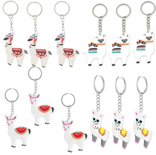 LiJuanWang Schlüsselanhänger,12 Stück Alpaka Keychain,Alpaka Schlüsselanhänger,Mitgebsel für Kindergeburtstag,Dekorative Tier Anhänger,für Partei Bevorzugt Schulkarnevalsbelohnungs Geschenk