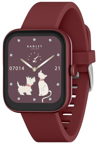 RADLEY Series 32 Smart Watch for Women with Bluetooth Call, Health Fitness Tracker, 1.80”, Heart Rate, Sleep tracking, Berry Silicone Strap, IP68 Waterproof