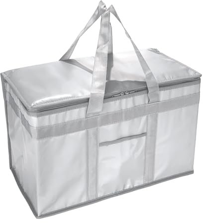 Yalin Grande borsa termica XXL, in polistirolo, per mantenere il cibo caldo o freddo, riutilizzabile, doppia cerniera, per la spesa, 50,8 cm di larghezza x 33 cm di altezza x 25,4 cm di profondità